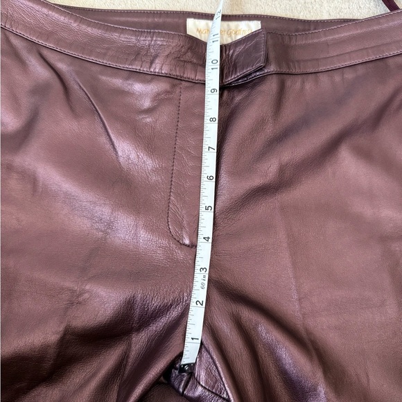 VTG 100% Leather Pants | 90s High Waist Biker | Metallic Burgundy - Picture 9 of 13